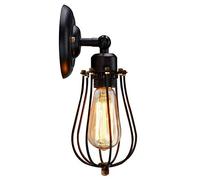 Applique Murale Vintage Industrielle Cage Métal Noir E27 Éclairage Couloir | Tête orientable 180°, ampoules E27 LED compatibles, pour chambre salon couloir, ambiance chaleureuse, installation facile
