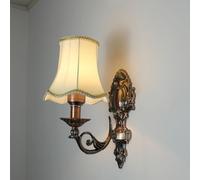 Applique Murale Vintage pour Couloir avec Abat-Jour en Tissu Trompette, luminaire Mural Antique et rétro, Lanterne à Bougie de Ferme, luminaire décoratif pour Chambre à Coucher, Chevet, Salon, E1
