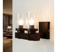 Applique Murale Vintage Rustique B: 31cm 2x E27 Verre Résistant À La Pluie Salon