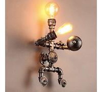Applique Murale Vintage Rustique Tuyau d'eau éclairage décoratif Steampunk E27 Douille de Lampe rétro Double tête Robot Bronze Applique Murale pour Cuisine Restaurant Bar