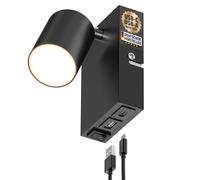 Applique murale WAIKA 1 flamme noire USB-C USB-A incl. lampe LED GU10 410lm 45