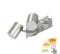 ledscom.de Applique WAIKA, à deux flammes, avec interrupteur, chrome mat, ampoules LED GU10 incluses Variation à 3 niveaux : max. 500lm chacune blanc chaud