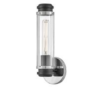 Applique Murale Wandleuchte Bain Verre Métal IP44 en Chrome Noir H:35 CM E27