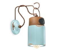 Applique Murale Wandleuchte Céramique Métal E27 H:33 CM Bleu Antique Shabby