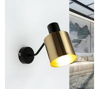 Lampe murale avec bras Applique intérieure Palermo en métal laiton noir design industriel E27 Spotidéal pour le salon cuisine