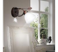 Applique murale de style campagnard abat-jour en verre de couleur rouille lampe de couloir antique, métal verre d'albâtre de couleur rouille, 1x E14, LxHxP 13x21,5x29 cm