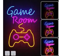 Applique néon 'Game room' de XMTECH en rose et jaune, parfaitement adaptée aux salles de jeux et aux chambres à coucher, avec câble USB - Idéal pour la décoration d'une pièce et comme cadeau lors d'oc