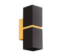 Applique PASSA GU10 2X3W en acier noir et or 55x0x170mm