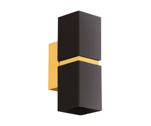 Applique PASSA GU10 2X3W en acier noir et or 55x0x170mm