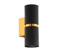 Applique PASSA GU10 2X3W en acier noir et or 60x0x170mm
