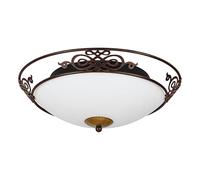 Applique plafond MESTRE E27 en verre beige blanchi et métal brun ancien