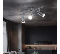 Plafonnier spot bar plafonnier avec spots mobiles Spot de plafond à 3 lampes, métal chrome nickel mat, 3x LED GU10 blanc chaud, LxH 39x11,5cm, salon