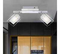 Applique Plafonnier Luminaire Sportif LED 2 à Flammes Spot Pivotant Chrome Verre