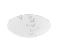 Eglo Plafonnier Mars, applique murale 1 flamme, luminaire de plafond en acier, couleur : blanc, verre : blanc satiné motif triangles, douille : E27