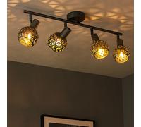 Plafonnier gris spot bar 4 spots plafonnier orientable, effet lumineux, métal, 4x douilles E14, L 75,2 cm