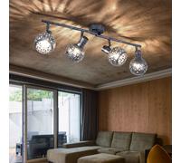 Plafonnier gris spot bar 4 spots plafonnier orientable, effet lumineux, métal, 4x douilles E14, L 75,2 cm