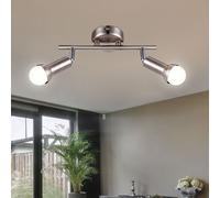 Plafonnier Lampe Spot Tache LED 2 à Flammes Nickel Mat Chrome Pivotant