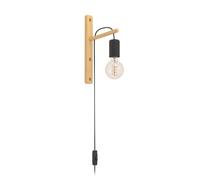 Applique POCKLEY E27 1X10W en bois et acier marron et noir 45x0x295mm