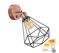 Applique RETRA interrupteur bronze mat rond cage-écran + ampoule LED or max. [EEK: E]