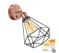 Applique RETRA interrupteur bronze mat rond cage-écran + ampoule LED or max. [EEK: E]
