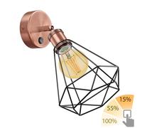 Applique RETRA interrupteur bronze mat rond cage-écran + ampoule LED or max. [EEK: E]