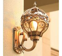 Applique Rétro Antique E27 - Lampe de Jardin Murale Extérieure Avec Couvercle en Verre - Étanche pour Porte, Balcon, Villa - D'or