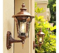 Applique rétro-Applique extérieure antique E27 lampe de jardin rétro applique murale antique avec couvercle de lampe en verre lampe extérieure porte étanche balcon Villa lampe extérieure-noir