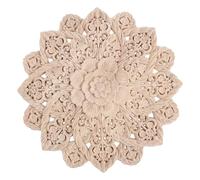 Applique Ronde en Bois Non Peinte, Fleur Ajourée Décorative | Style Français Vintage, Structure Ajourée, pour Murs, Tête de Lit et Cheminée, Beige