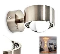 Applique Sapri, lampe à effet avec deux cônes de lumière opposés, lampe en métal chromé pour le salon, la salle à manger ou la cuisine avec abat-jour en verre de haute qualité, sans ampoules