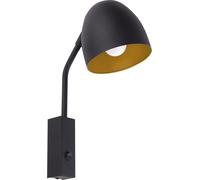 Applique SARE En Noir Or Métal Abat-Jour Interrupteur Salon Lampe E27