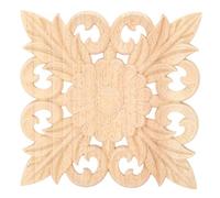 Applique Sculptée en Bois, Bois de Caoutchouc, 15x14,6x0,7 cm, Couleur Naturelle - Ornement Élégant, Décoration DIY, Parfait pour Meubles et Intérieur