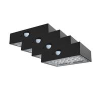 Applique solaire à capteur - IP65 Waterproof - Black Body - 3W - 350 Lumens - 4000K + 3000K - Lot de 4