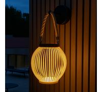 Lumisky Applique murale sans fil solaire LED SUNNY SMALL ROUND en bambou style bohème ISALINE H40cm