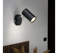 Applique murale orientable Spot mural noir Applique murale salon, métal chromé, 1x douille GU10, LxlxH 12x8x10 cm