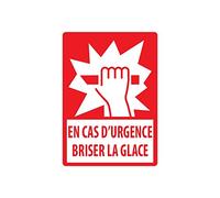 Applique Stickers En cas d’urgence Briser la glace (4x2cm) Vinyle Résistant aux UV, aux lavages et aux conditions climatiques