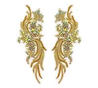 Applique Strass Oiseau, Lot de 2 Patchs Brodés Perles pour Robe Mariage Soirée, Accessoire Couture DIY, pour Créations Couture Artisanales