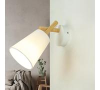 Applique tissu bois en blanc naturel chambre salle à manger H : 28 cm E27 applique murale scandinave moderne peu éblouissante salon VAIO