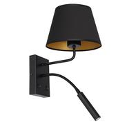 Applique Tissu Noir Or E27 G9 Interrupteur Liseuse Blendarm Wandleuchte Couloir