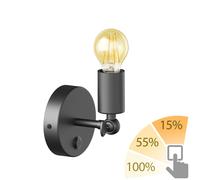 Applique vintage E27 FETRO interrupteur noir orientable + ampoule LED or max.