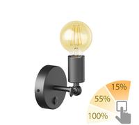 Applique vintage FETRO interrupteur noir orientable + ampoule LED or max.