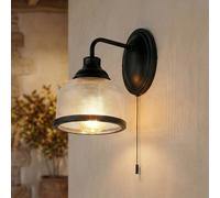 Applique Wandleuchte Noir Transparent E27 Verre Métal avec Interrupteur Cuisine