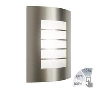 ledscom.de Applique ZYNO, pour l'extérieur, IP44, inox, incl. E27 LED, max. 1020lm, variateur à 3 niveaux, blanc