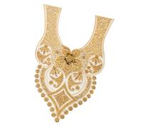 Appliques brodées pour robe de mariée, robe de soirée, patchs à coudre sur le col - Perles à paillettes - Doré