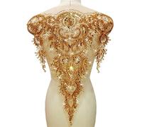 Appliques cousues brodées, Strass perles paillettes 3D dentelle appliques patchs multicolore plusieurs tailles 1/3/4 pièces(D Shape Yellow)