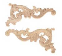 Appliques d'angle en bois sculpté - 15 x 8 cm - Décalques décoratifs non peints pour miroirs, armoires, chaises, portes, murs, commodes, placards