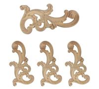 Appliques de bois de 4pcs, applications en bois non peintes embellissements, décor style européen pour le mur la porte du lit meuble meubles muraux