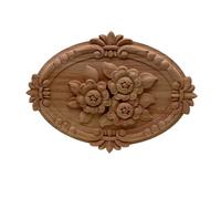 Appliques décoratives en bois naturel sculpté, motif floral, pour meubles et armoires. Moulures en bois non peintes, autocollant décoratif, figurine, 30 x 22 cm.