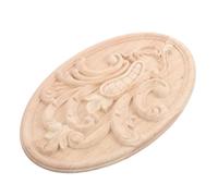 Appliques Décoratives en Bois Sculpté Beige, Style Européen Classique | Bois Massif Non Peint, Forme Ovale Raffinée, pour Panneaux Muraux et Manteaux, Bricolage Rapide