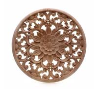 Appliques décoratives rondes en bois sculpté, motif floral, pour meubles et armoires, non peintes, 30 cm.