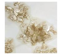 Appliques en dentelle, Patchs de fleurs brodés multicolores, 1 paire d'applications dentelle à paillettes, bricolage, robe col couture(Color 3)
